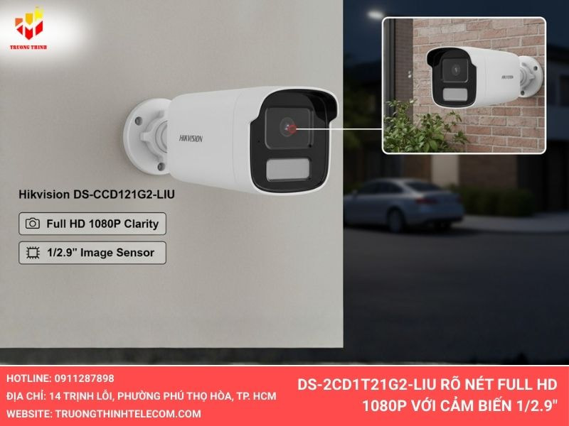 Chất lượng hình ảnh 2MP Full HD sắc nét trên Hikvision DS-2CD1T21G2-LIU