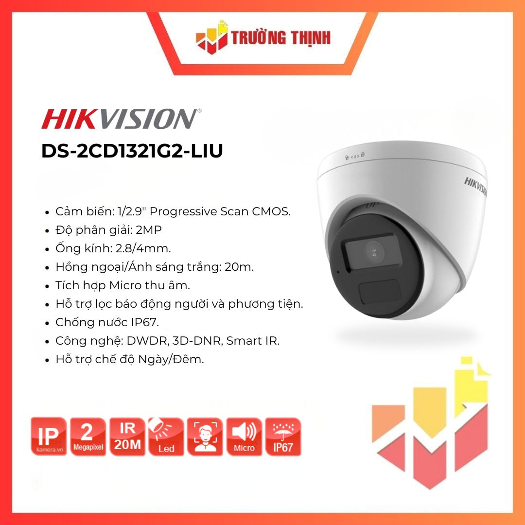 Camera IP Dome 2MP HIKVISION DS-2CD1321G2-LIU