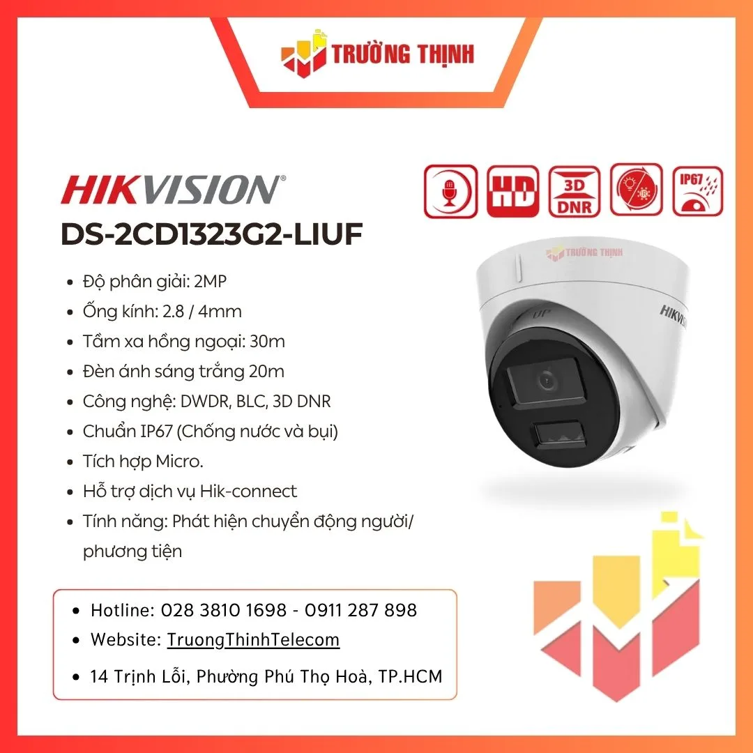 Camera bán cầu IP 1080P HIKVISION DS-2CD1323G2-LIUF