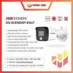 Đầu ghi DVR Hikvision DS-2CE16D0T-EXLF chính hãng, dùng cho hệ thống camera Turbo HD/Analog, phù hợp nâng cấp và lưu trữ hình ảnh.