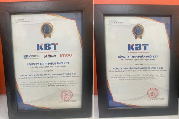 Chứng nhận KBT