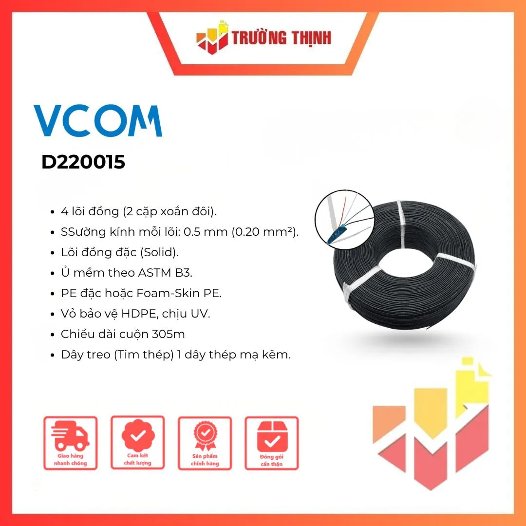 Dây đồng ngầm có dầu chống nhiễu VCOM 2x2x0.5mm (D220015)