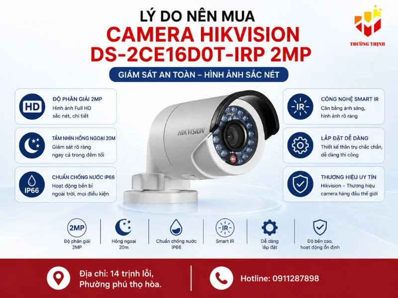 Lý do nên mua camera Hikvision DS-2CE16D0T-IRP 2MP
