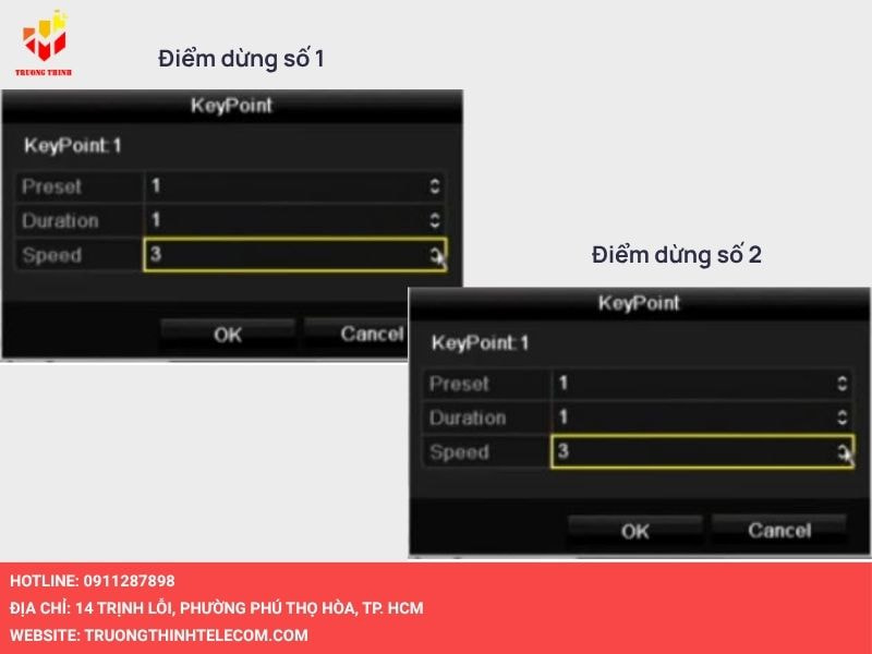 Các điểm dừng được thiết lập