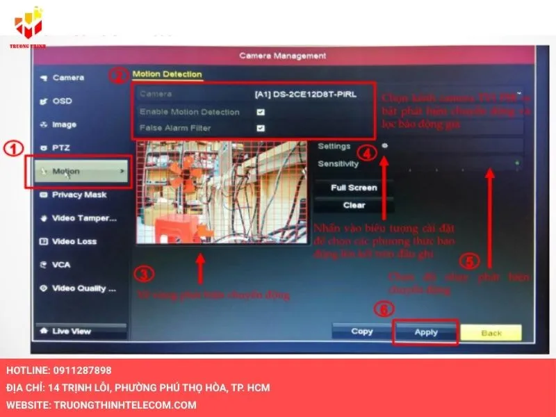 Cài tính năng phát hiện chuyển động của camera Hikvision qua màn hình