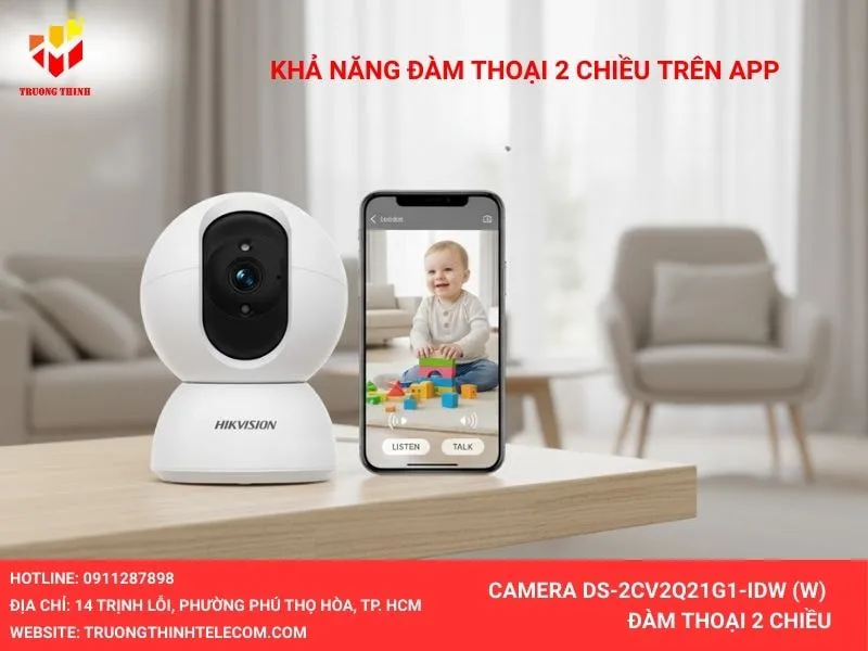 Camera Wifi 2MP HIKVISION DS-2CV2Q21G1-IDW (W) đàm thoại 2 chiều