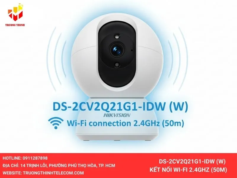Camera Wifi 2MP HIKVISION DS-2CV2Q21G1-IDW (W) kết nối wifi 2.4ghz
