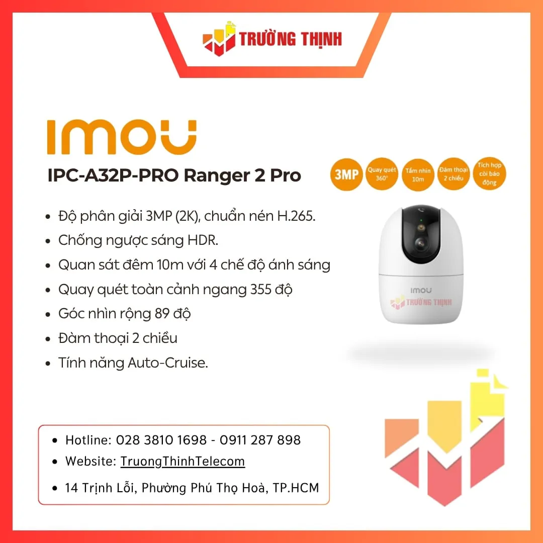 Camera wifi quay quét Imou IPC-A32P-PRO Ranger 2 Pro 3MP