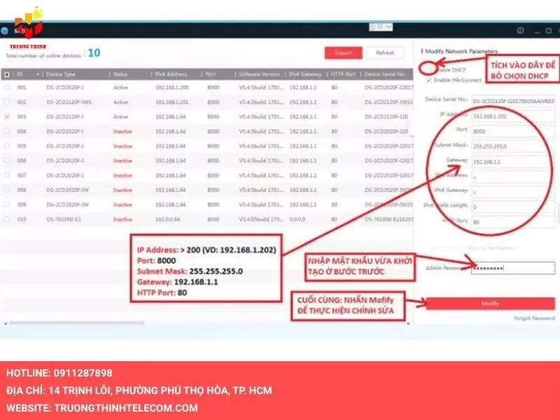 Cấu hình thông số mạng cho thiết bị Hikvision