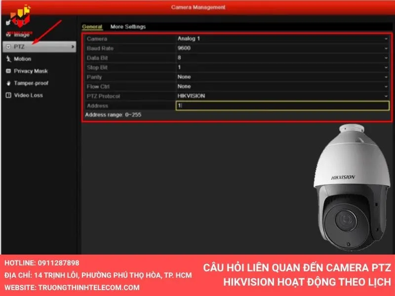 Câu hỏi liên quan đến camera PTZ Hikvision hoạt động theo lịch