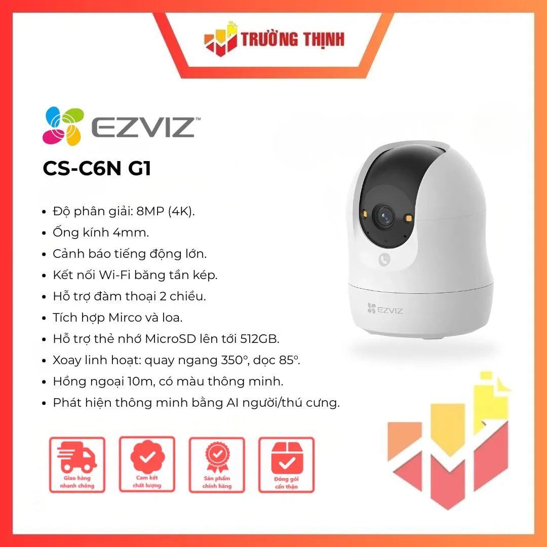 Camera trong nhà EZVIZ C6N G1 4K Ultra 8MP quay 360°