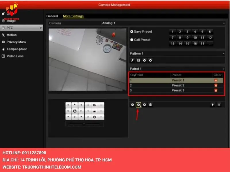 Danh sách lệnh được hiển thị