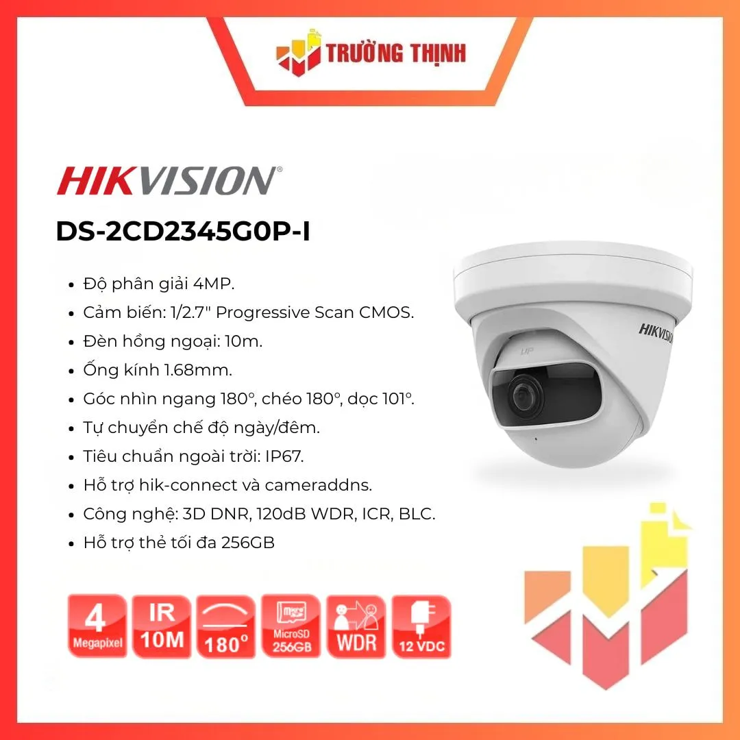 Camera IP Hikvision hồng ngoại 4MP DS-2CD2345G0P-I