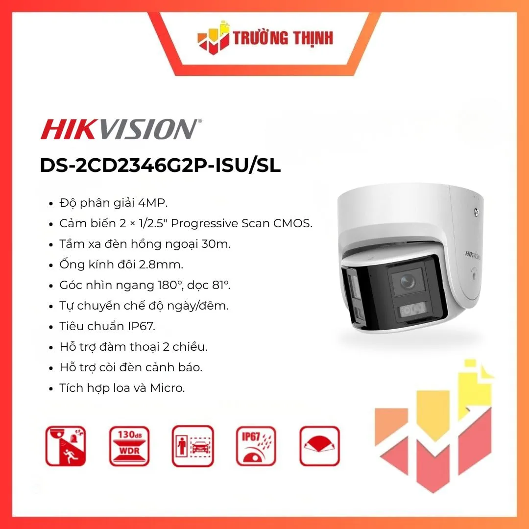Camera IP bán cầu Hikvision 4MP DS-2CD2346G2P-ISU/SL giá rẻ