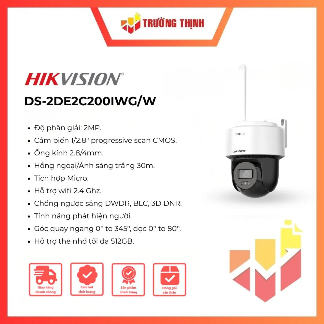 Camera IP Hikvision Mini PT 2MP DS-2DE2C200IWG/W