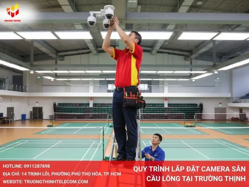 Quy trình lắp đặt camera sân cầu lông tại Trường Thịnh