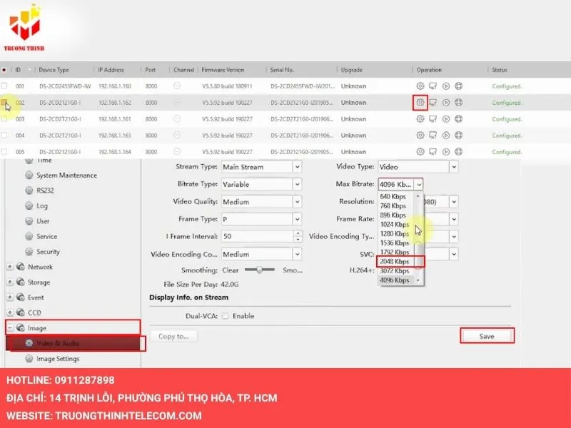 Thiết lập thay đổi Video & Audio