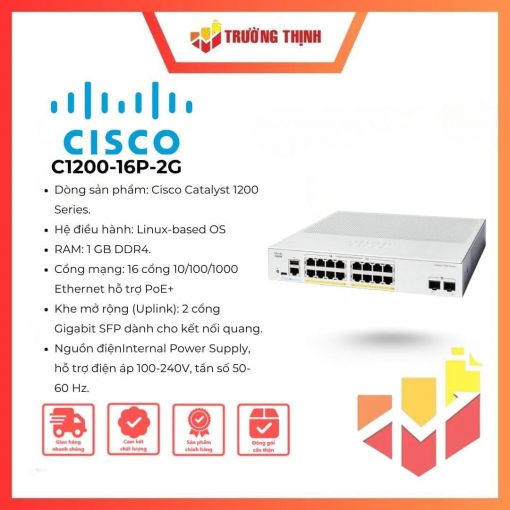 Switch Cisco Catalyst 1200 C1200-16P-2G 16 Port PoE+
