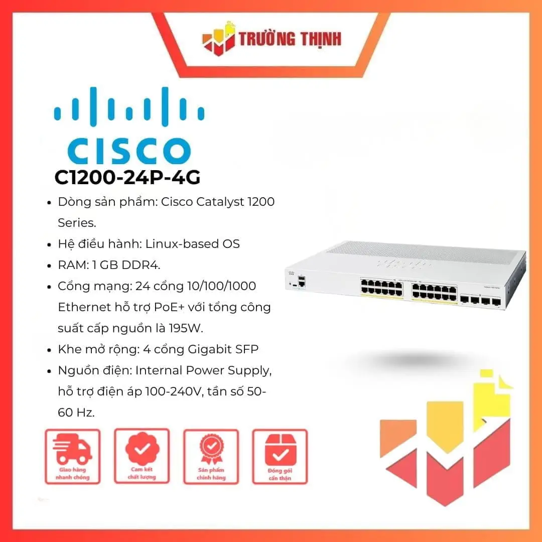 Switch Cisco Catalyst 1200 C1200-24P-4G 24 Port PoE+