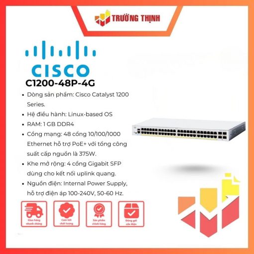 Switch Cisco Catalyst 1200 C1200-48P-4G 48 Port PoE+