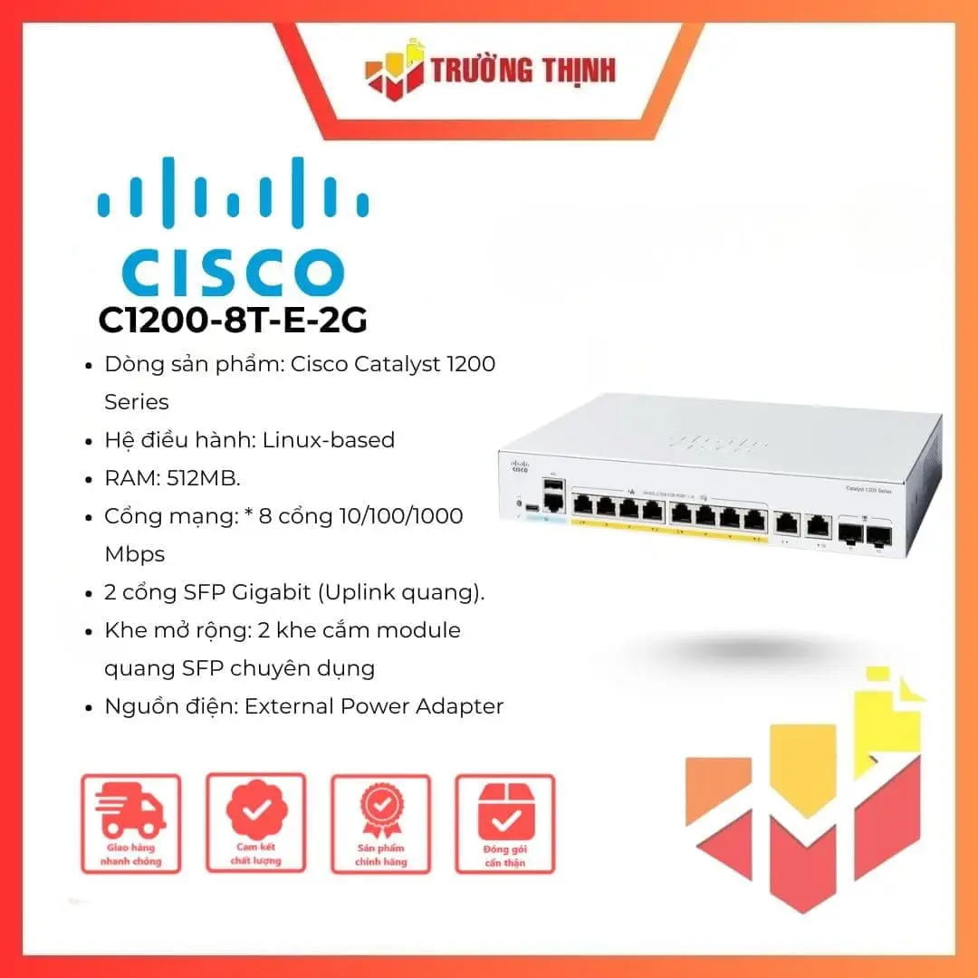 Switch Cisco Catalyst 1200 C1200-8T-E-2G 8 Port (External PSU)