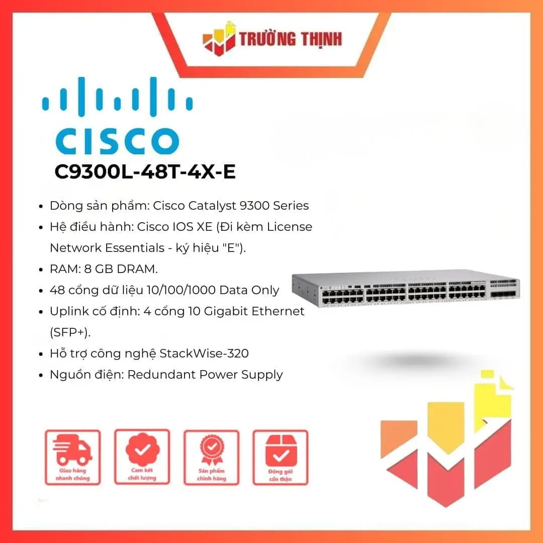 Cisco Catalyst 9300L 48-Port 1G Switch 4×10G SFP+ (NE)