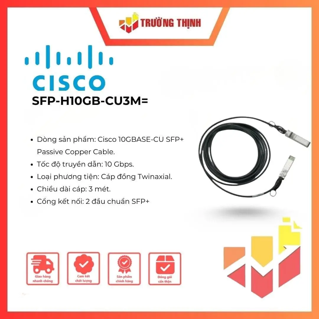 Cisco SFP-H10GB-CU3M 10G SFP+ Direct Attach Cable 3m