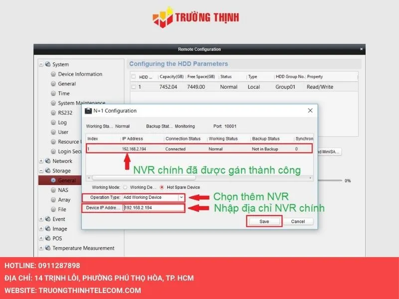 Chọn thêm NVR và nhập địa chỉ NVR chính