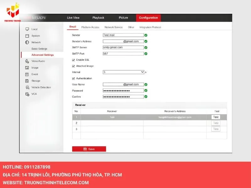 Điền đầy đủ thông tin
