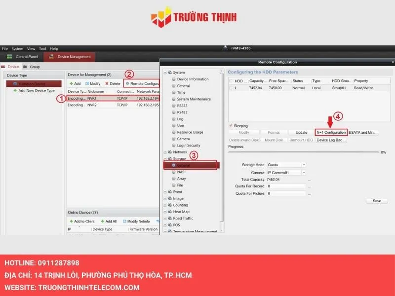 Gán đầu ghi NVR dự phòng