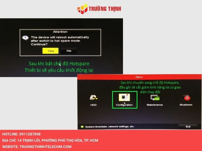 Khởi động lại thiết bị sau khi chuyển chế độ