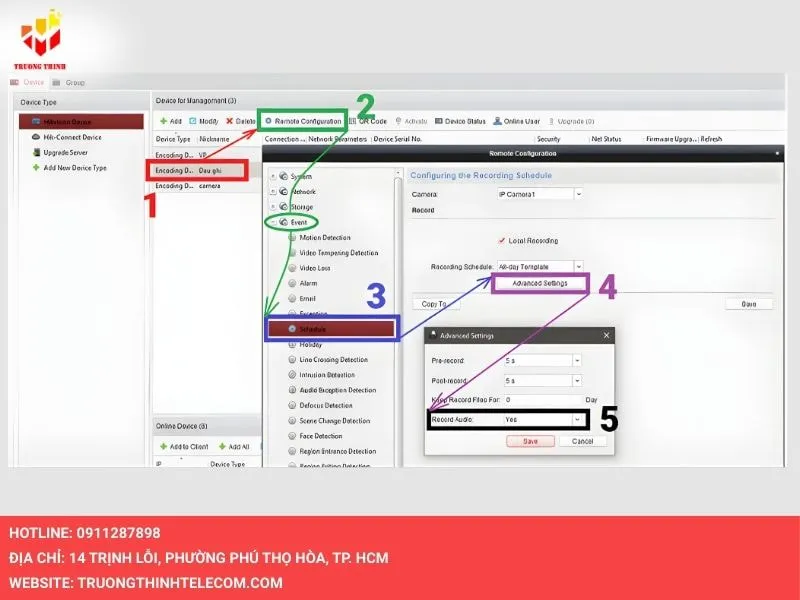Kiểm tra chế độ ghi hình trên đầu ghi