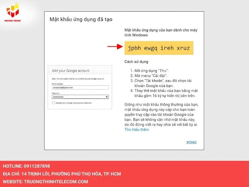 Mật khẩu ứng dung đã tạo