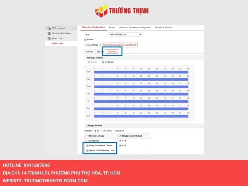 Phần Arming Schedule and Linkage Method
