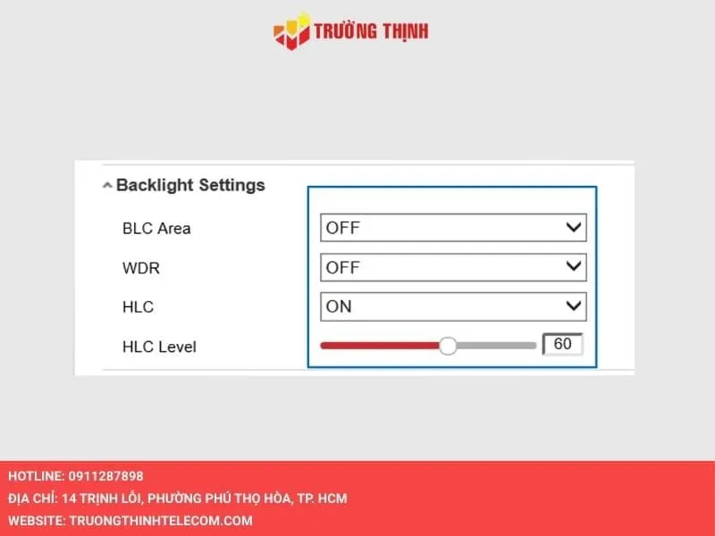 Phần Backlight Setting