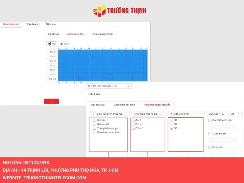 Tại thẻ Lịch trình chỉ định