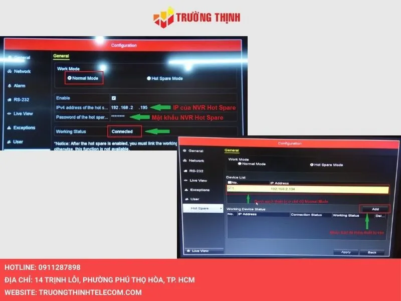 Thêm các đầu ghi NVR trong danh sách