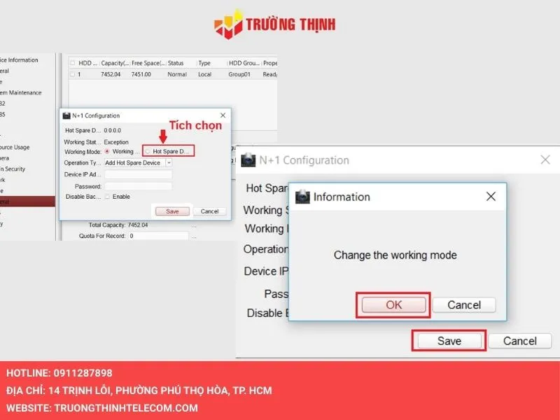 Tick chọn Working Device
