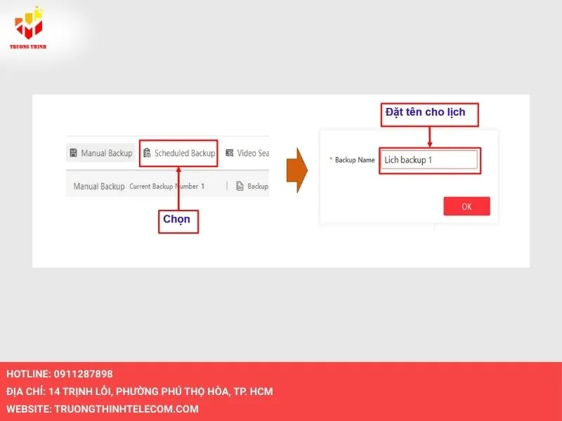 Truy cập vào Scheduled Backup