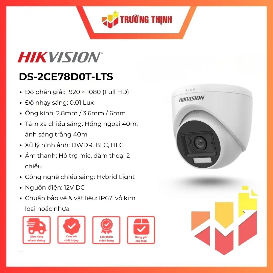 Camera Hikvision 2.0MP DS-2CE78D0T-LTS Đàm thoại 2 chiều