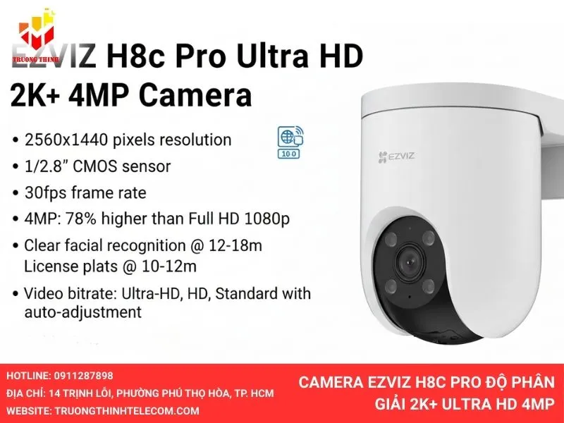 Camera EZVIZ H8c Pro độ phân giải 2K+ Ultra HD 4MP