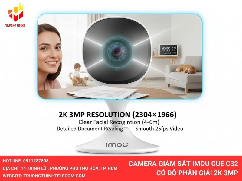 Camera giám sát Imou Cue C32 có độ phân giải 2K 3MP