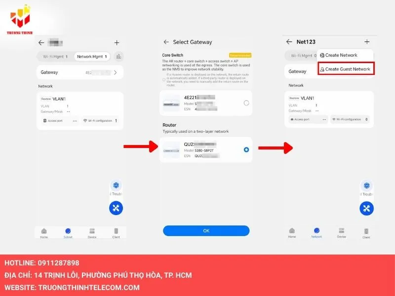 Chọn tạo mạng khách