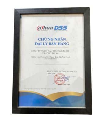 Chứng nhận đại lý phân phối từ Dahua