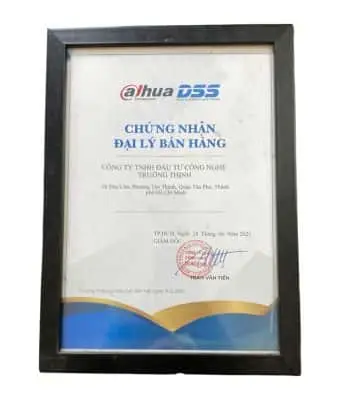 Chứng nhận đại lý phân phối từ Dahua