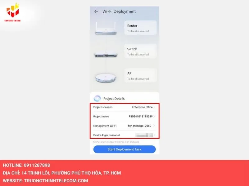 Nhấn vào Bắt đầu tác vụ triển khai