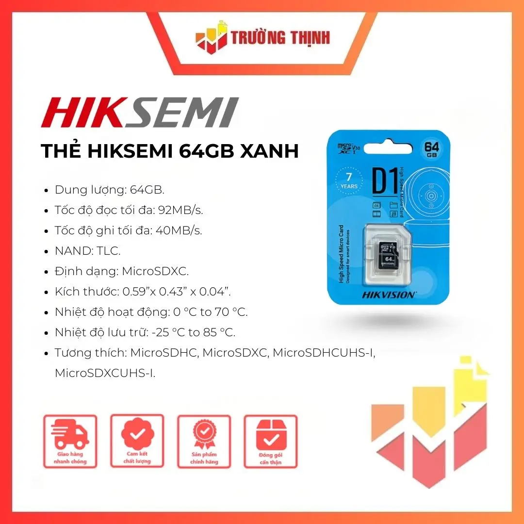 THẺ HIKSEMI 64GB XANH