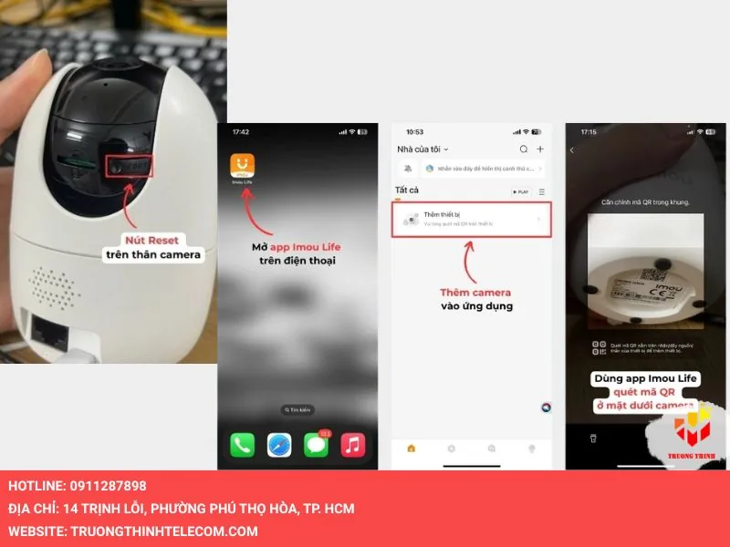 Nhấn nút Reset trên camera