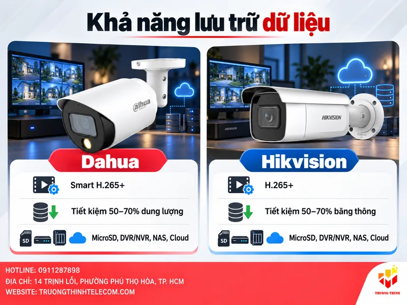 So sánh camera Dahua và Hikvision về Khả năng lưu trữ dữ liệu