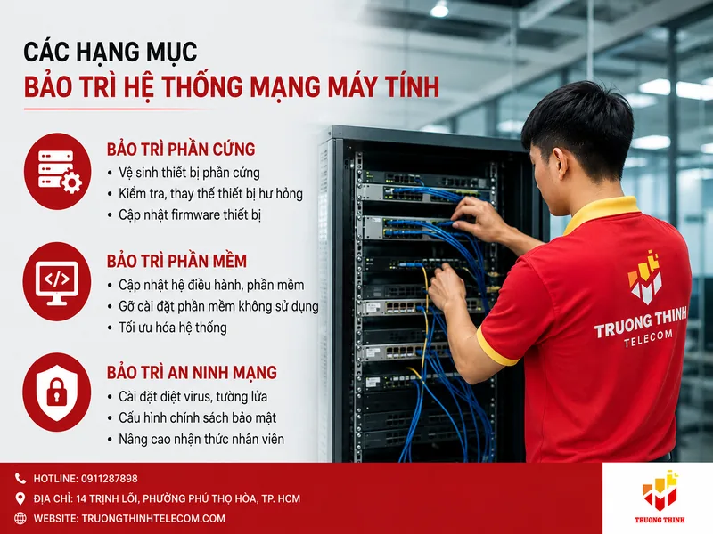 Các hạng mục bảo trì hệ thống mạng máy tính